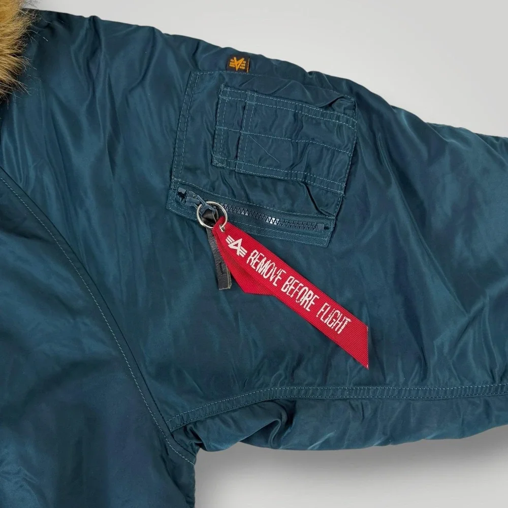 Alpha Industries N-2B Bomber Jacket Men's 5XL Blue Faux Fur Hood Winter